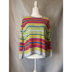 Soft Surroundings PXL Rainbow Stripe Knit Sweater Long Sleeve Colorful Pastel